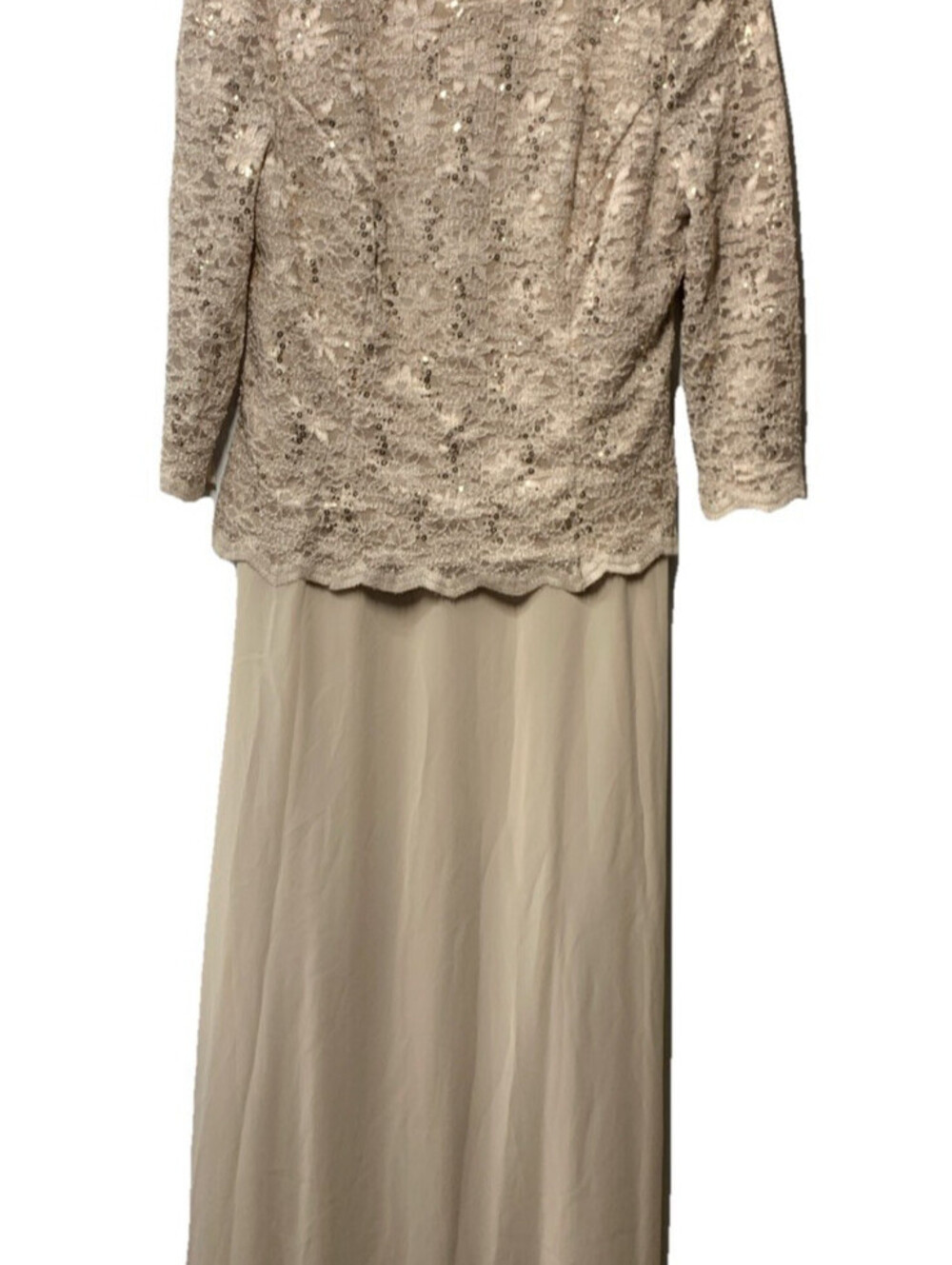 Alex Evenings Women's 3/4 Sleeve Stretch Lace Bodice Mock One Piece Gown Size 12